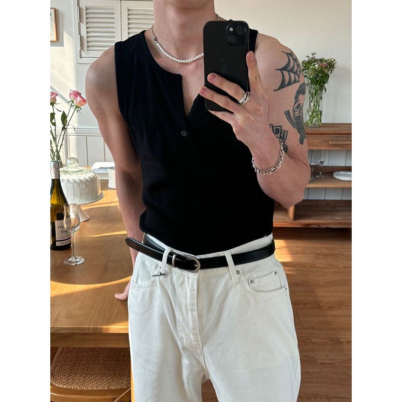  [S/S] Henry neck sleeveless(3color)