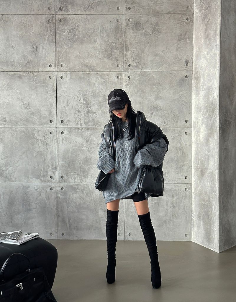 Cooking Twisted Doughnut Patterned Oversized Fit Knitwear