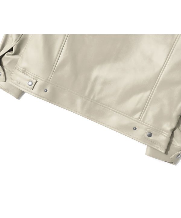 LB Synthetic Leather Single Jacket (Cream)