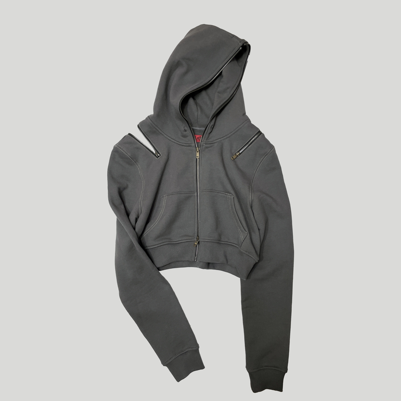 ANTIQUE ZIPPER CROP HOODIE