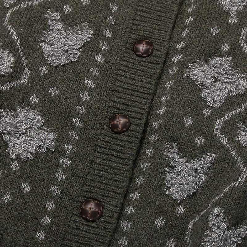 WITTY BUNNY JACQUARD CARDIGAN [CHARCOAL]
