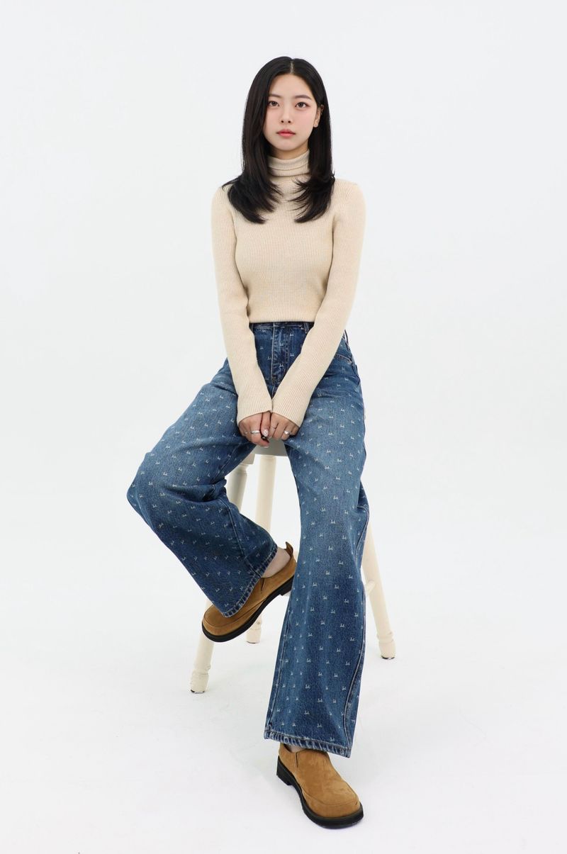 RIBBON-DYED CURVED FIT DENIM_BLUE code 26015