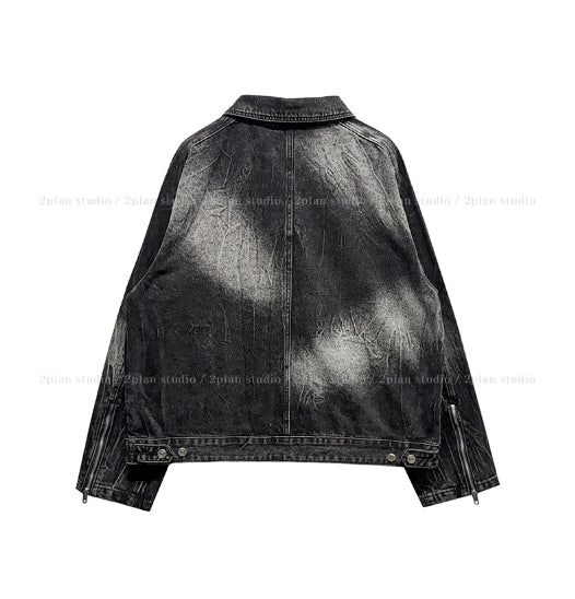 Darts Wrinkle Washing Denim Jacket