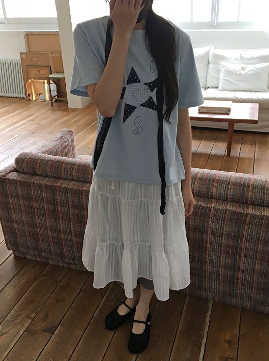 Hariki Stripe Banding Midi Skirt