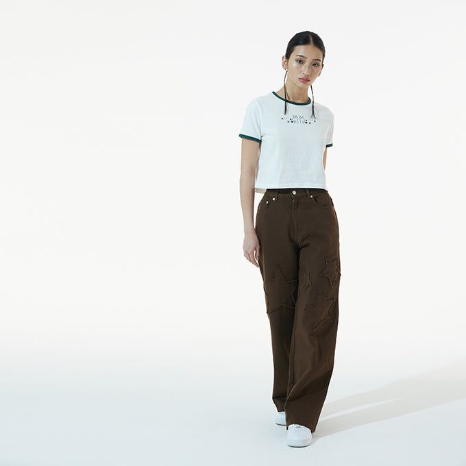 GREEN RABBIT EMOJI CROP T-SHIRT
