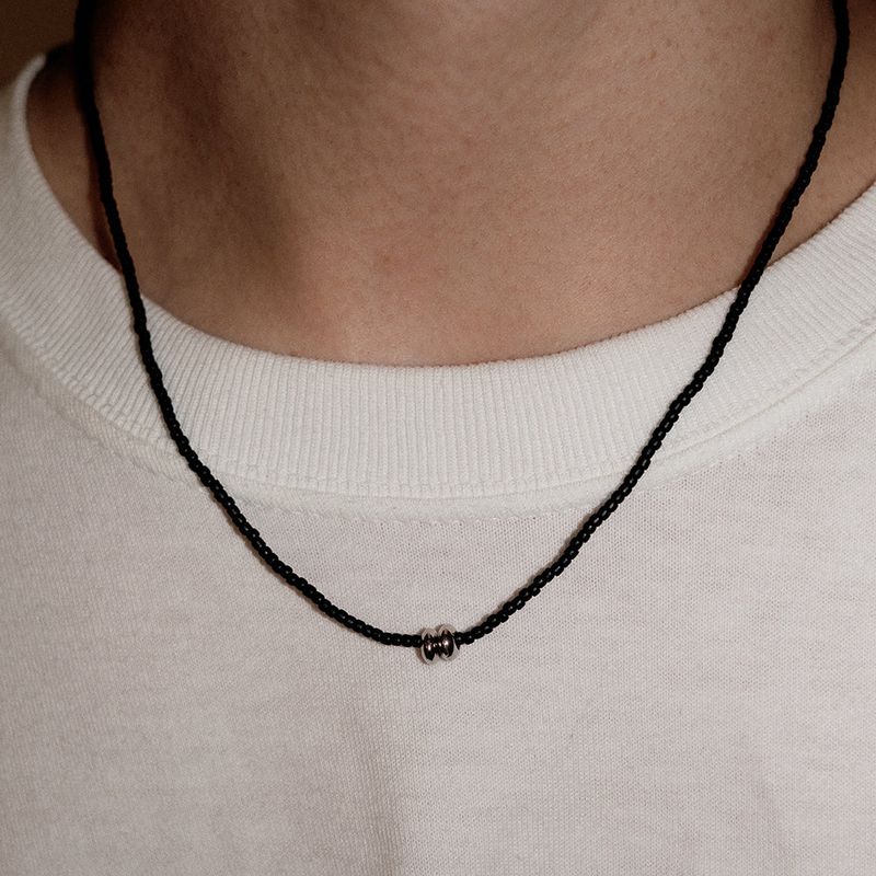 OURPIERRE(アワーピエール)の「SILVER DONUT NECKLACE BLACK (M)(Accessories)」