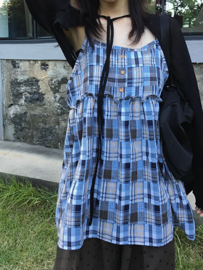 Meadow Check Button Blouse (2c)