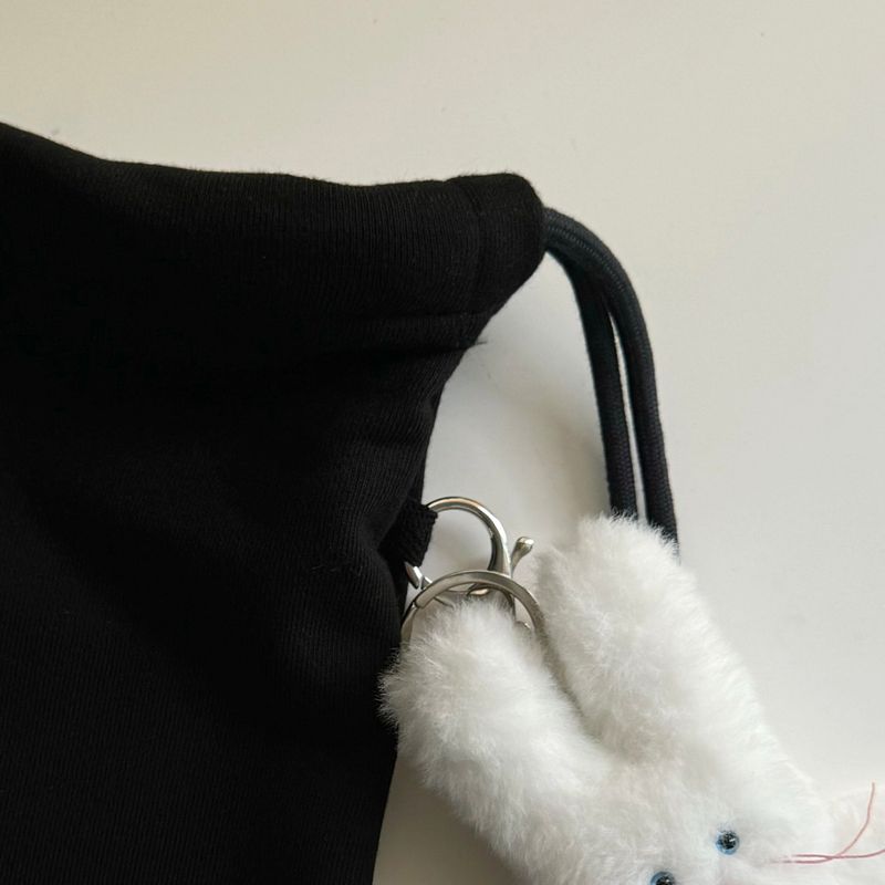 Deli rabbit string bag (black_gray)