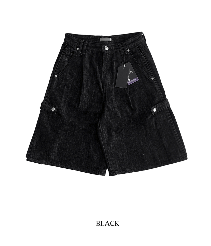 non-fade bermuda snap denim pants