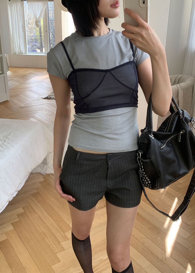 PIN STRIPE LOW SHORTS
