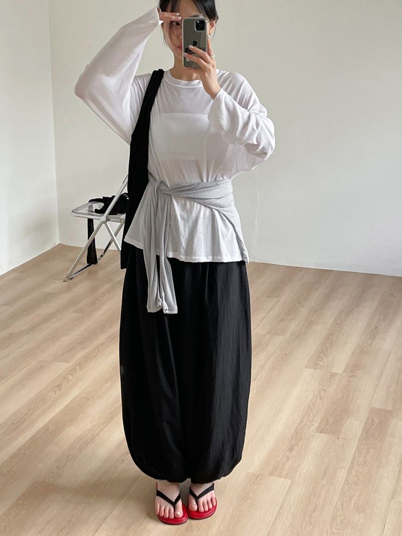 Harem Nylon Balloon Fit Wide Pants