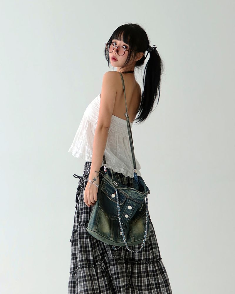 Morigirl Vintage Checkered Long Skirt