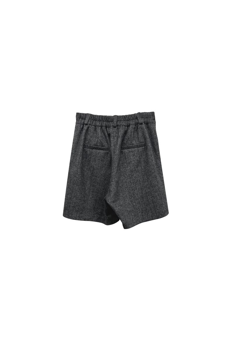 CLASSY HERRINGBONE WOOL SKIRT PANTS / CHARCOAL