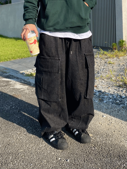 Big Pocket Balloon Cargo Denim Pants 2C