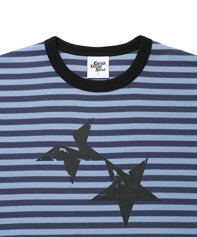 STRIPED TWIN STAR RINGER SS TEE BLUE(CV2GMUT505A)