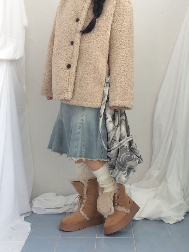 Suede Rabbit Fur Boots