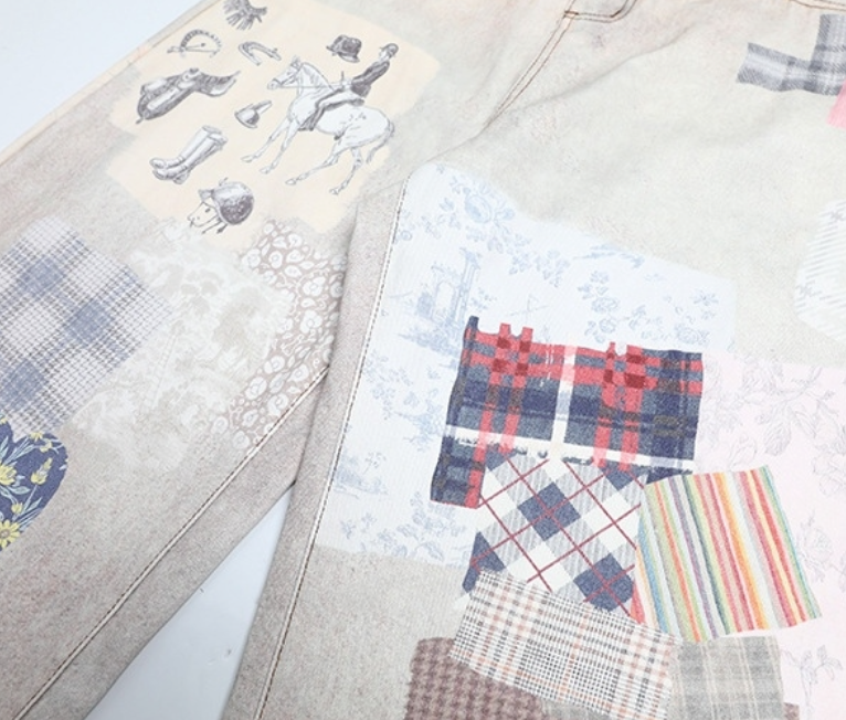 Yena Patchwork Wide Denim