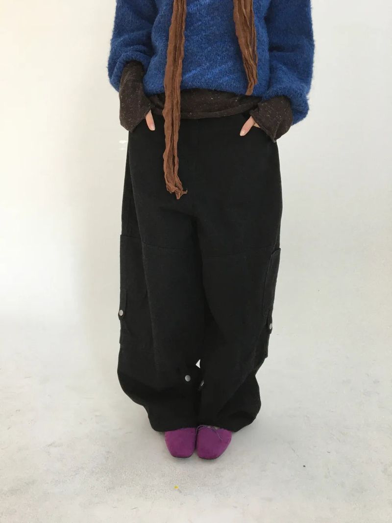 Denp Button Cargo Wide Pants (3color)