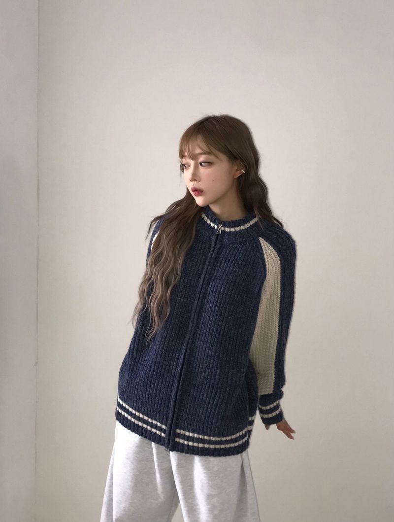 Harper two way knit zip up