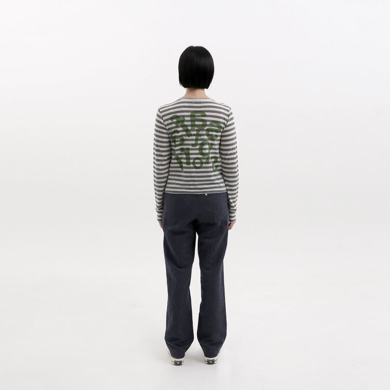 1/2 TICKETING STRIPE BORDER TEE (GREY)