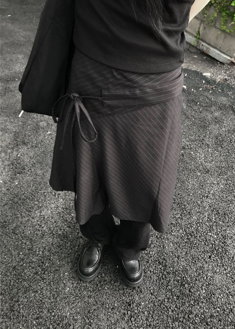  BELTED UNBAL STRIPE SKIRT