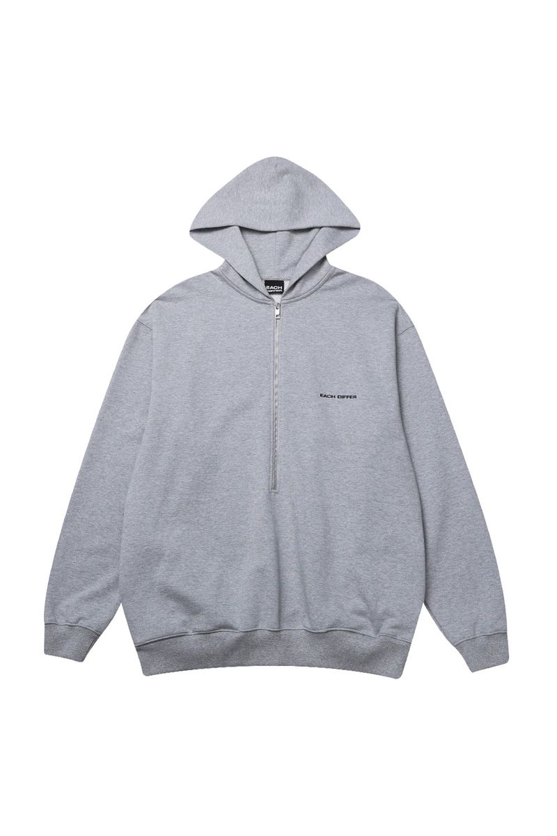 HAIF-ZIP HOODIE (LONG)_GRAY