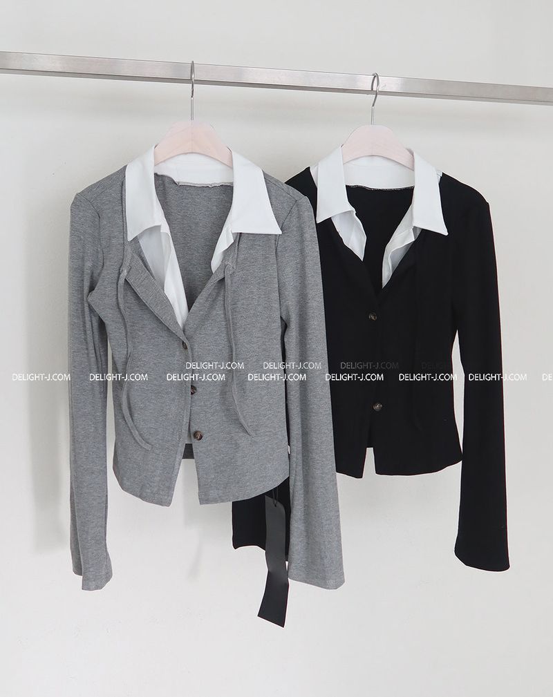 Miu Shirt Layered Cardigan