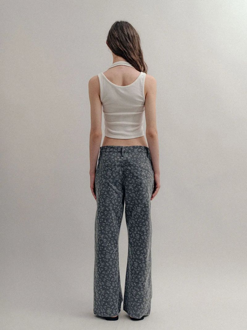 Flower Cotton Pants_Charcoal