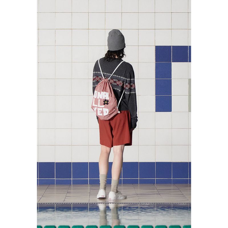 LOGO GINGHAM CHECK GYM SACK / RED
