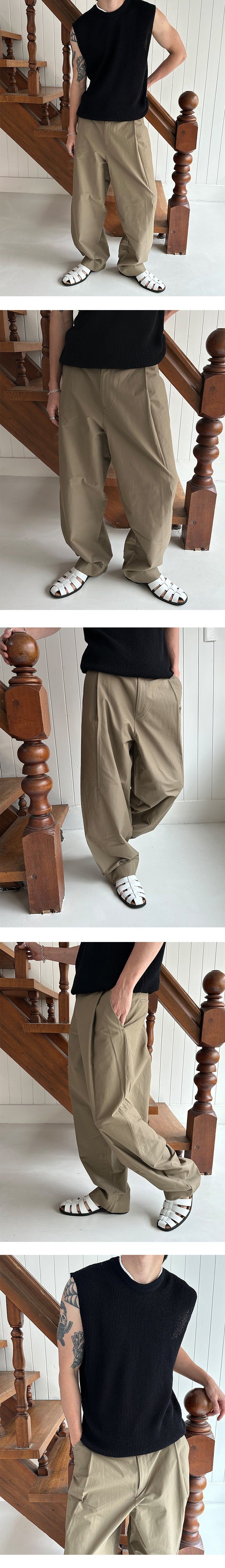 [S/S] Nylon tuck wide slacks (3color)