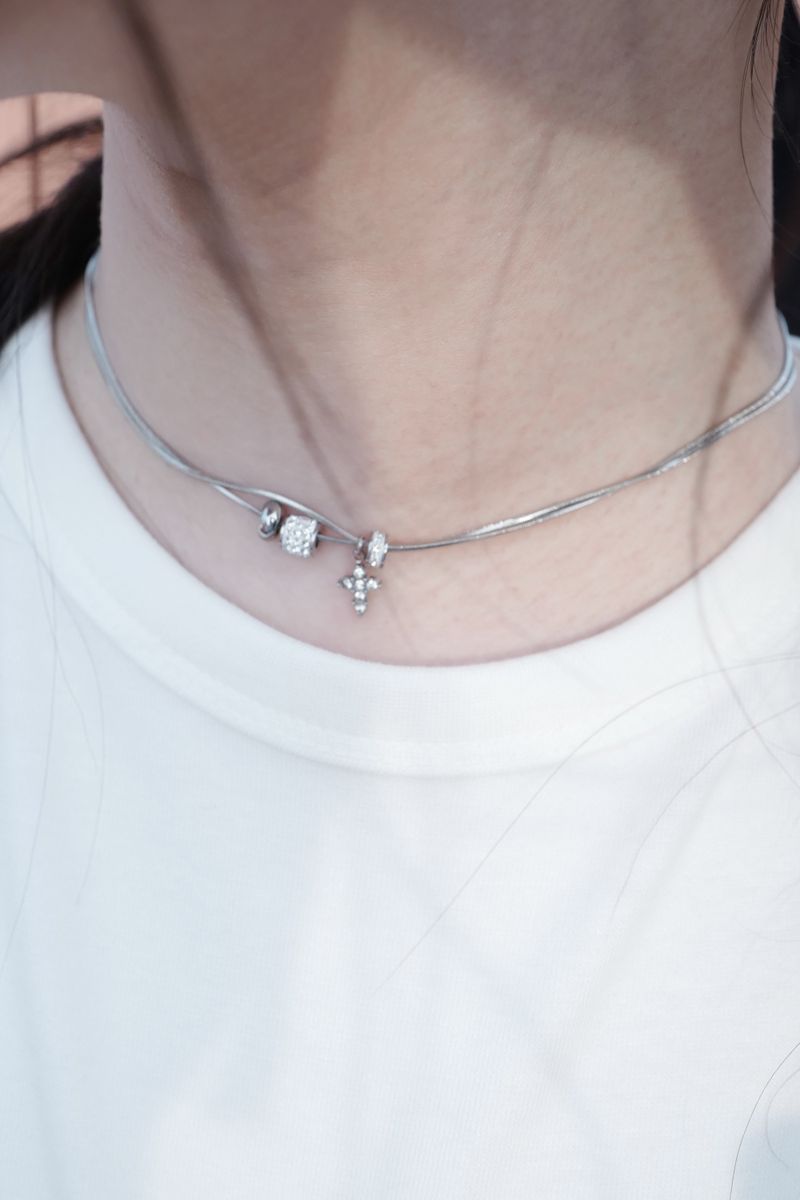 P:ReinSein（レインセイン）の「スネークチェーン] ダブルリングネックレス（アクセサリー）」