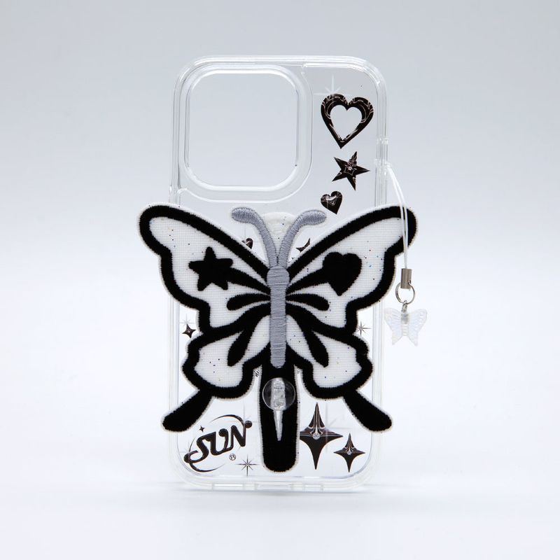 seconduniquename(セカンドユニークネーム)の「SUN CASE CLEAR PATCH BUTTERFLY BLACK(Smartphone Accessories)」