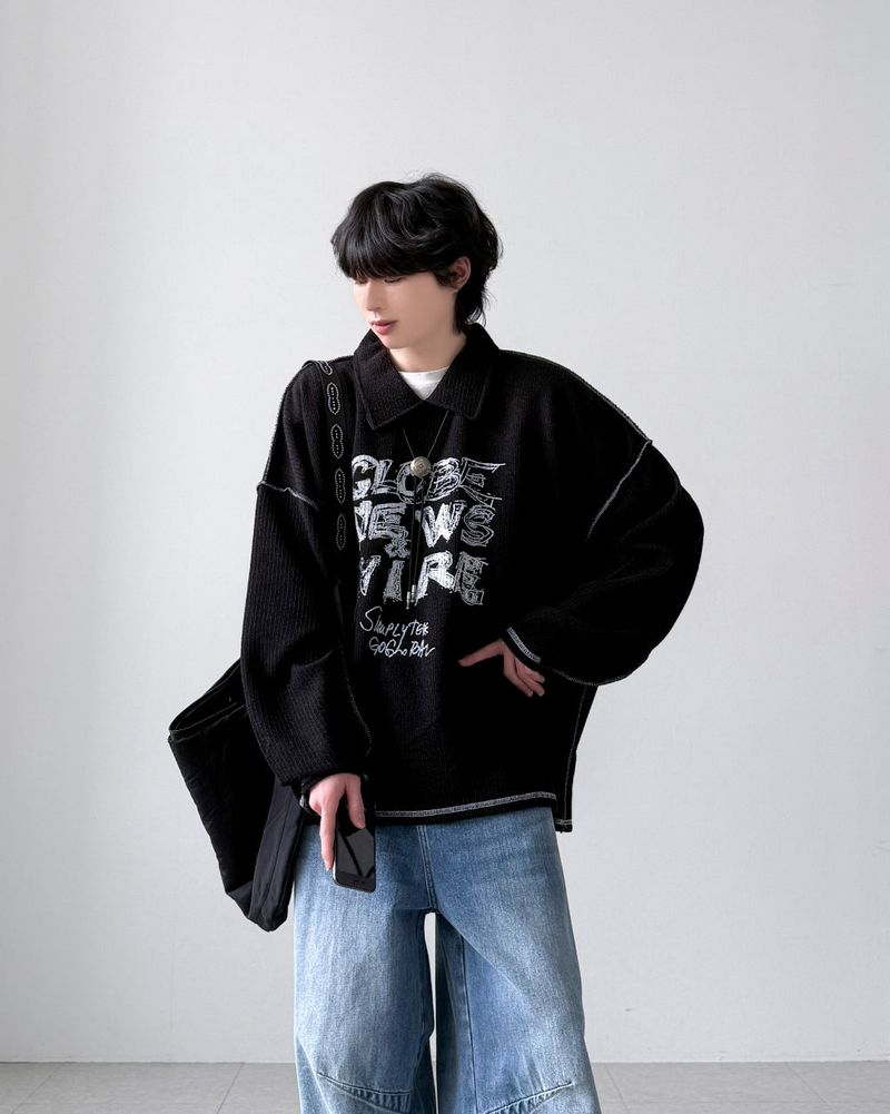Finish Collar Knit T-shirt