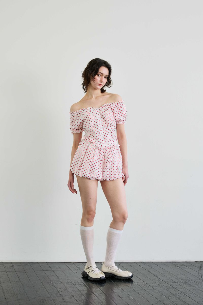 MINI HEART TWO WAY BLOUSE / WHITE