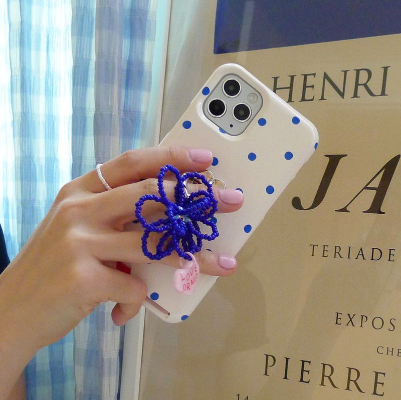 [MADE]Blue Flower Bead Keyring&Tok
