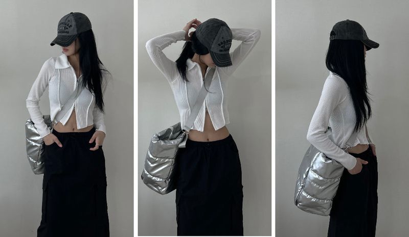 Y2K vintage stitch ball-cap (Gray)