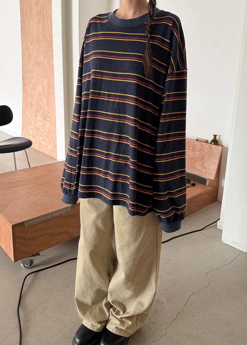multi stripe boxy T