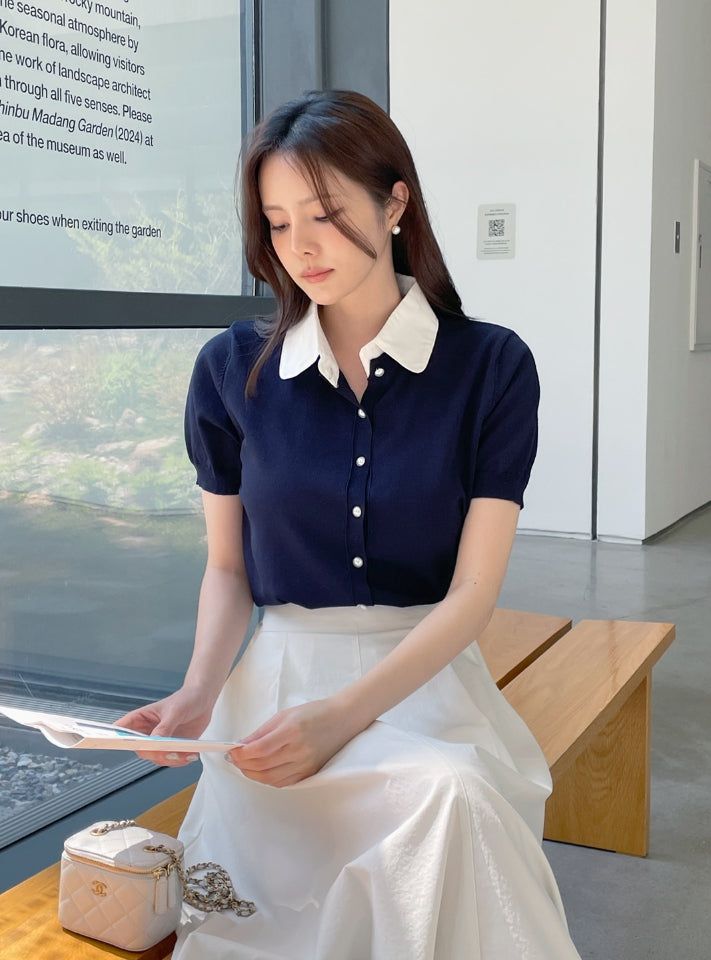 iam mari（アイアム マリ）の「Luna Color Matching Collar Knit Cardigan（Tops）」