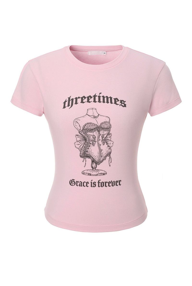 threetimes(スリータイムズ)の「Grace lettering tee(Tops)」
