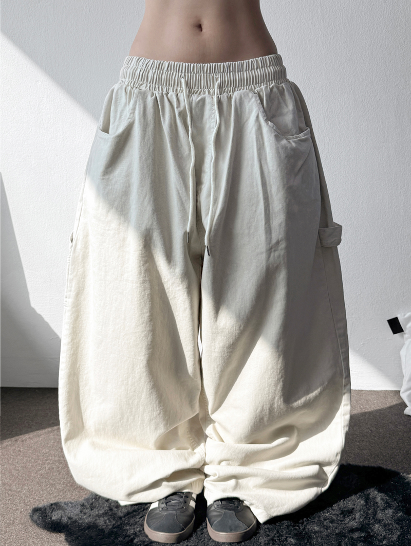 Turi Carpenter Rivet Balloon Cotton Washed Long Pants 4 Colors