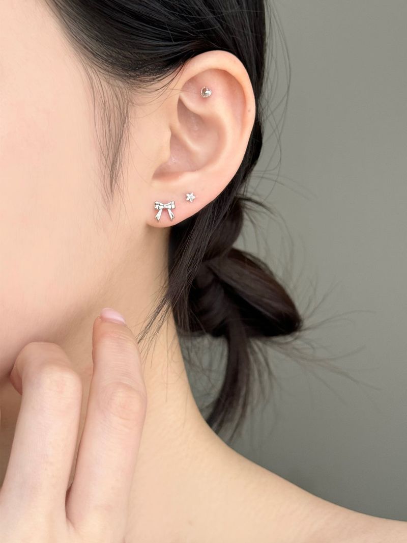[3 set] love ribbon piercing set