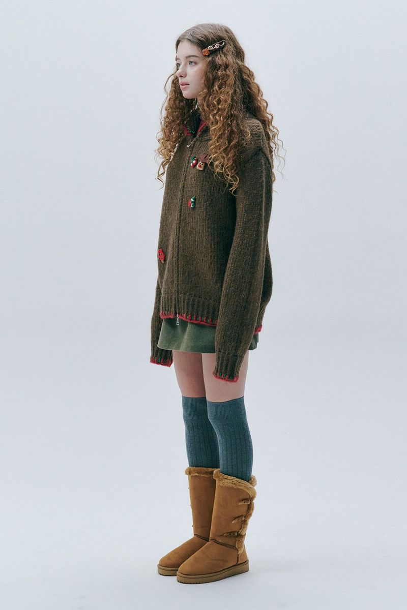 Winter Charm Zip-up Jacket [Brown]