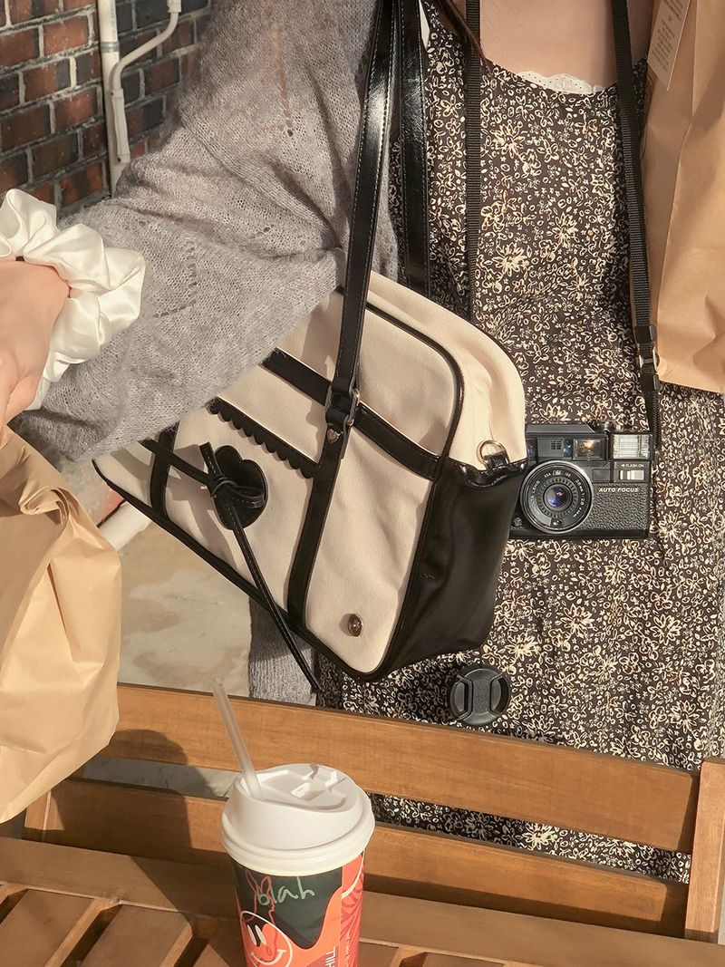 Classic ribbon school bag_canvas black