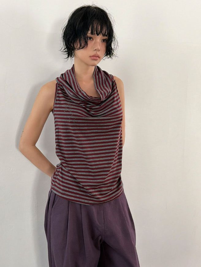 (2-way) STAR STUD DRAPE SLEEVELESS