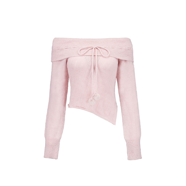 COTTON CANDY OFF-SHOULDER KNIT [PINK]