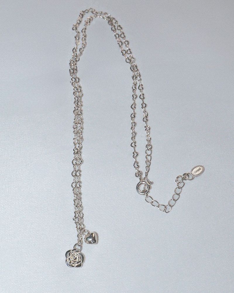 [MADE] lovely rose. rose heart chain necklace