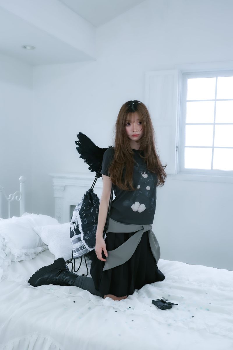 big ribbon skirt(black×grey)