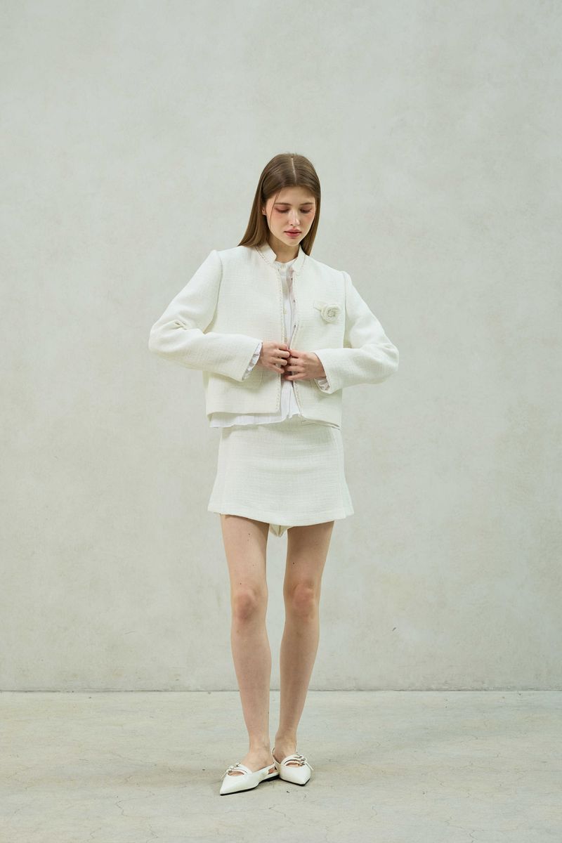 AGLOW TWEED JACKET / WHITE