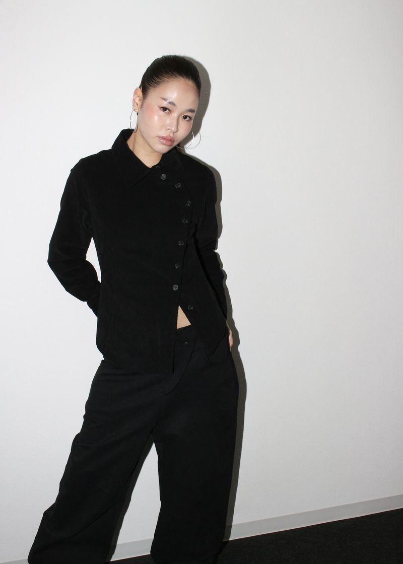 Side button shirts [Black]