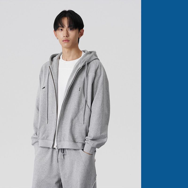 FMACM Ribbed-Spliced Geometric Four-Pocket Hoodie